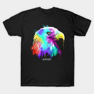 Colorful American Bird Bald Eagle Head For Earth Day T-Shirt